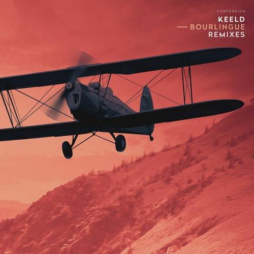 Artwork for 'Bourlingue - Remixes' by Keeld, including ToMix remix. features an airplain with a red background.