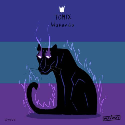 Artwork for 'Wakanda' by ToMix. features a black panter with 3 different kinds of purple-blue background.